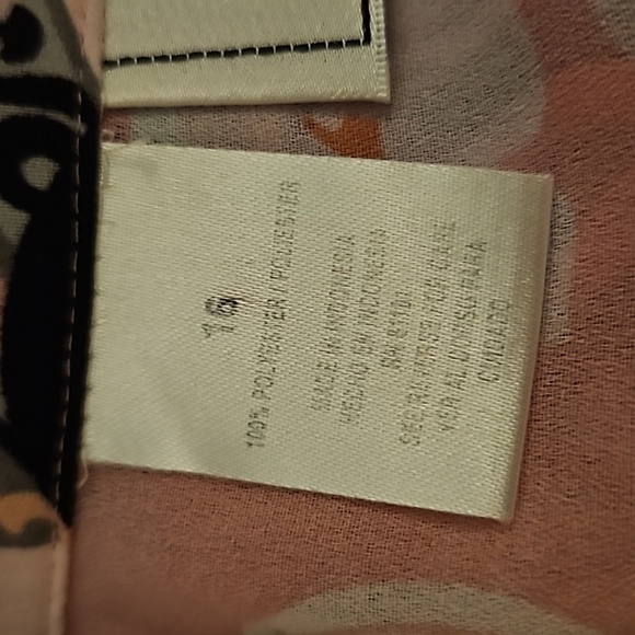 VTG KATHY CHE Pink Floral Mod Chiffon Button Down Assymetric Collared Shirt - Picture 8 of 9